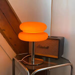 Lampe de table � led, lumi�re d'ambiance en verre r�tro, jolie lampe de table, lampe de chevet (orange) ...