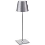 Lampe de table led zafferano poldina pro silver leaf, rechargeable et dimmable, avec une autonomie allant ...