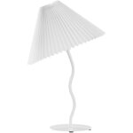 Lampe de table en mtal blanc et synthtique pied sinueux abat - jour pliss 48 cm de chevet alwero