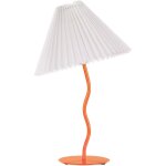 Lampe de table en métal orange et synthétique pied sinueux abat - jour plissé 48 cm de chevet alwero Lampe de table en métal orange et synthétique pied sinueux abat - jour plissé 48 cm de chevet alwero
