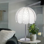 Lampe de table moderne, lampe de chevet, blanc, lampe d'appoint, abat - jour textile, m�tal argent�, ...