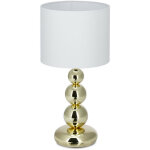 Lampe de table socle or m�tal lampe de chevet abat - jour blanc tissu design boule, hxd: 50 x 25 cm, ...