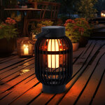 Lampe de table solaire led effet flamme lampe d'ext�rieur 2 en 1 sur piquet de jardin, plastique noir, ...