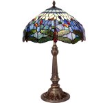 Fijalo - lampe de table tiffany diam�tre moyen 30cm s�rie belle rouge