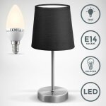 B. k. licht - lampe de table tissu lampe de dcoration lampe de chevet e14 noir led incl. lampe wifi