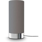 Lampe de table en tissu gris i fonction tactile i 3 fois gradable i e14 i socle chrom� i sans ampoule ...