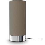 Lampe de table en tissu taupe i fonction tactile i 3 fois gradable i e14 i socle chrom� i sans ampoule ...