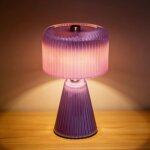 Lampe de table en verre, lampe de table en forme de champignon, veilleuse d�corative, lampe de table ...
