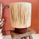 Lampe  poser terracotta et raphia h29cm