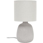Lampe � poser en terre cuite emboss�e argent et abat - jour lin (h40cm)