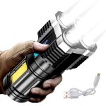 Lampe torche led 4 c?urs super lumineuse rechargeable par usb lampe multifonction pour camping cob [classe ...