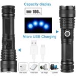 Lampe torche led cree xhp50 ultra puissante, 3 000 lumens, rechargeable par usb, 5 modes, tanche ip65, ...