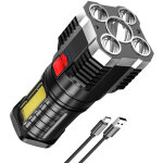 Lampe torche portable � 5 led, haute luminosit�, rechargeable par usb, avec �clairage lat�ral et 4 modes ...