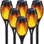 Lampe torche solaire extrieur, pack de 6 pour jardin, led effet flamme, clairage dcoratif