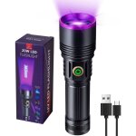 Lampe torche uv led 365nm, 20w puissante rechargeable usb - c lampe uv lumi�re noire pour d�tection d'urine ...