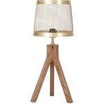 Beliani - lampe � poser traditionnelle en bois de manguier fait main abat - jour en laiton beki