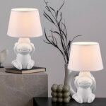 Lampe � poser lampe � poser veilleuse lampe de chevet, interrupteur cordon singe design c�ramique blanc ...