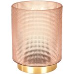 Lampe � poser en verre fum� emboss� rose socle dor�