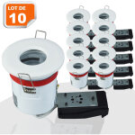 Lot de 10 support de spot bbc etanche ip65 blanc 87mm avec douille gu10 automatique ref. 830w
