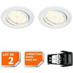Lot de 2 spot led encastrable complete orientable blanc avec ampoule gu10 230v eq. 50w, lumiere blanc ... Lot de 2 spot led encastrable complete orientable blanc avec ampoule gu10 230v eq. 50w, lumiere blanc ...