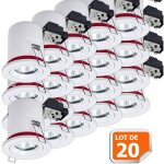 Lot de 20 spot bbc orientable diametre 100mm avec douille gu10 automatique ref. 8025