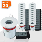 Lot de 20 support de spot bbc etanche ip65 blanc 87mm avec douille gu10 automatique ref. 830w