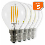 Lot de 5 ampoules led filament culot e14 forme g45 4 watt (�q 42 watts) blanc chaud