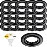 Lot de 50 spot encastrable noir mat 7w, 3 intensits rglables, blanc chaud 3000k