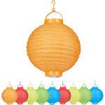 Lampion chinois led abat - jour papier lanterne boule 20 cm rond d�coration set de 20 � piles, color� ...