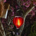 Lanterne type ballon montgolfire effet flamme  nergie solaire