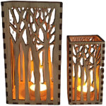 Lanterne en bois ajour�e � motif d'arbre, porte - bougie d�coratif, romantique, pour maison, entr�e, ...