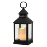 Lanterne � bougie led, noir, 10. 5x10. 5x23cm 71653