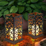 Lanterne solaire effet feu bougie led lampe solaire lampe solaire lampe extrieure, mtal rouille vert, ...