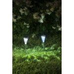 Lanterne solaire inox 37 cm, verre martel�, lumi�re blanche ou multicolore, parfaite en bordure