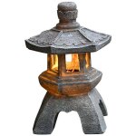 Lanterne solaire de jardin, d�coration zen asiatique pour am�nagement paysager, balcon, jardin, terrasse, ...