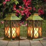 Lanterne solaire � led - lampe d'ext�rieur � �conomie d'�nergie, lumi�re clignotante jaune - pour jardin ...