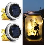 Lanterne solaire, mostof ip44 �tanche ext�rieur mason jar solaire lampe pour patio pelouse f�te les lumi�res ...