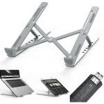 Laptop stand, aluminum ventilated laptop stand 6 level adjustable ergonomic laptop stand, gray