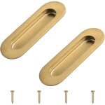 Largeight - jamais utilis�]2 pack oval brushed gold stainless steel sliding door handle with hidden screws ...