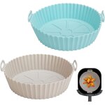 Largeight - 2 pi�ces moule silicone air fryer, 21cm panier moule pour friteuse � air chaud, r�utilisable ...