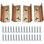 Largeight - 4 pack bed rail bracket, bed hinge fixing connector with 30 screws for hanging bed rail bed ...