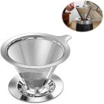 Largeight - filtre cafe permanent avec socle, filtre � caf� r�utilisable inoxydable, porte filtre � caf� ...