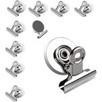 Largeight - magnetic board magnets, 10 x strong metal magnetic clips magnetic clips for office, school, ...
