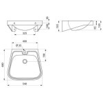 Lavabo mural 540x480 mm en inox 304 satin� fraju avec trou de robinetterie centr� �35 et sans trop plein ...