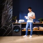 Lave - linge de chargement frontal ice blue de capacit 9 kg de et 1400 tr / min, cran couleur 10, 3 , ...