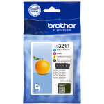 Lc3211 pack de 4 cartouches 1 noire + 3 couleurs pour imprimante jet d'encre - brother