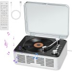 Lecteur cd bluetooth portable avec t�l�commande - lecteur cd r�tro blanc avec haut - parleur hi - fi