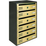 Led leds - bote aux lettres horizontale condominium. mod. cube couleur fonte et or 6 places - c6ro