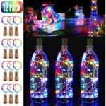 Led bouchon, 2m lampes de bouteille � 20 led, 12 pi�ces led bouteille guirlande en fil de cuivre aliment�e ...