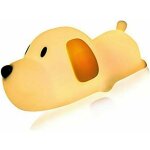 Led chien nuit lumire, chiot doux silicone bb ppinire lampe, sensitive tap contrle moment de sommeil ...